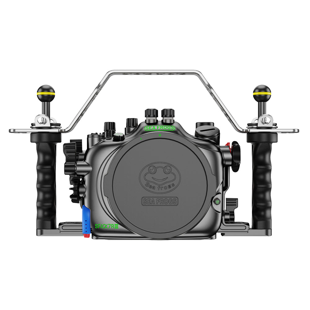 Underwater camera housing with control handles on a white background Color_Black
