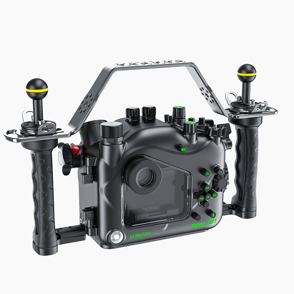 Caisson étanche en alliage d'aluminium Sea Frogs avec port macro pour Sony a6700