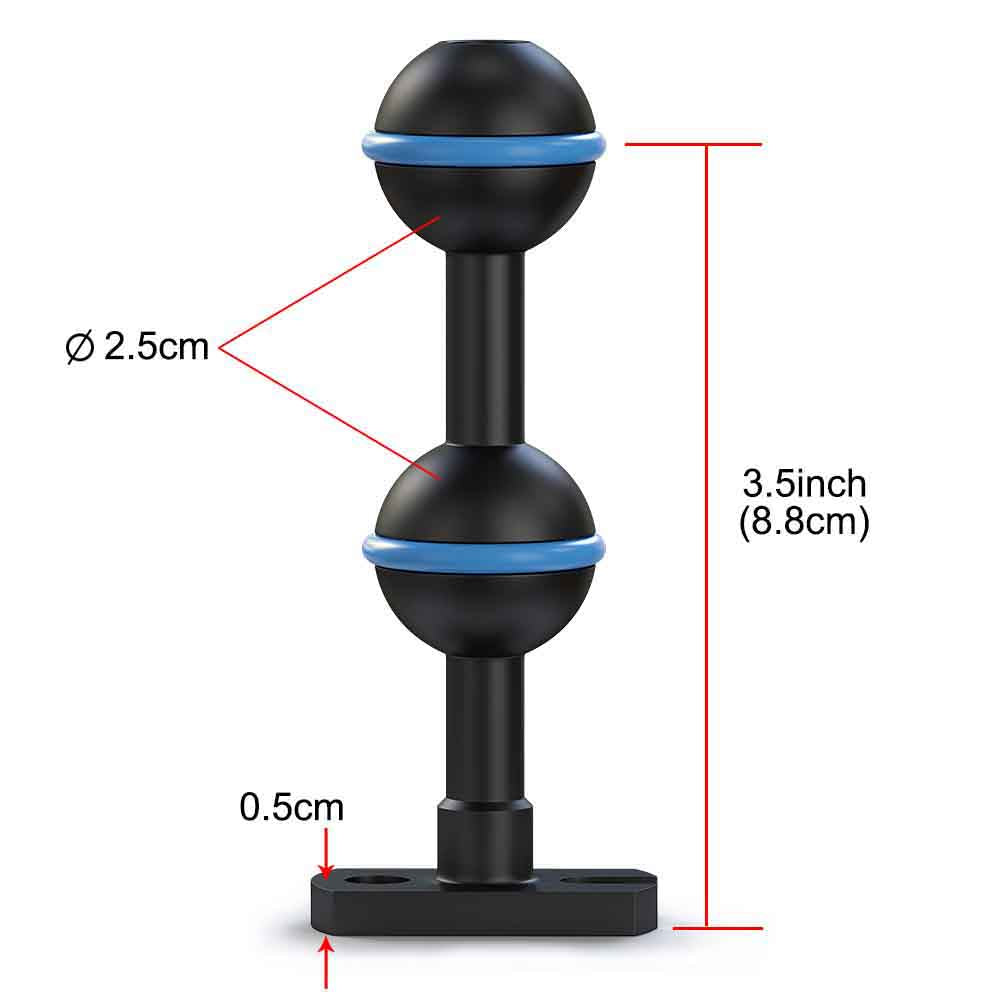 Sea frogs BH-6 3.5"Double ball Base Adaptor for Diving Photography Anti Corrosion Aluminum Alloy Underwater Diving Camera Accessories