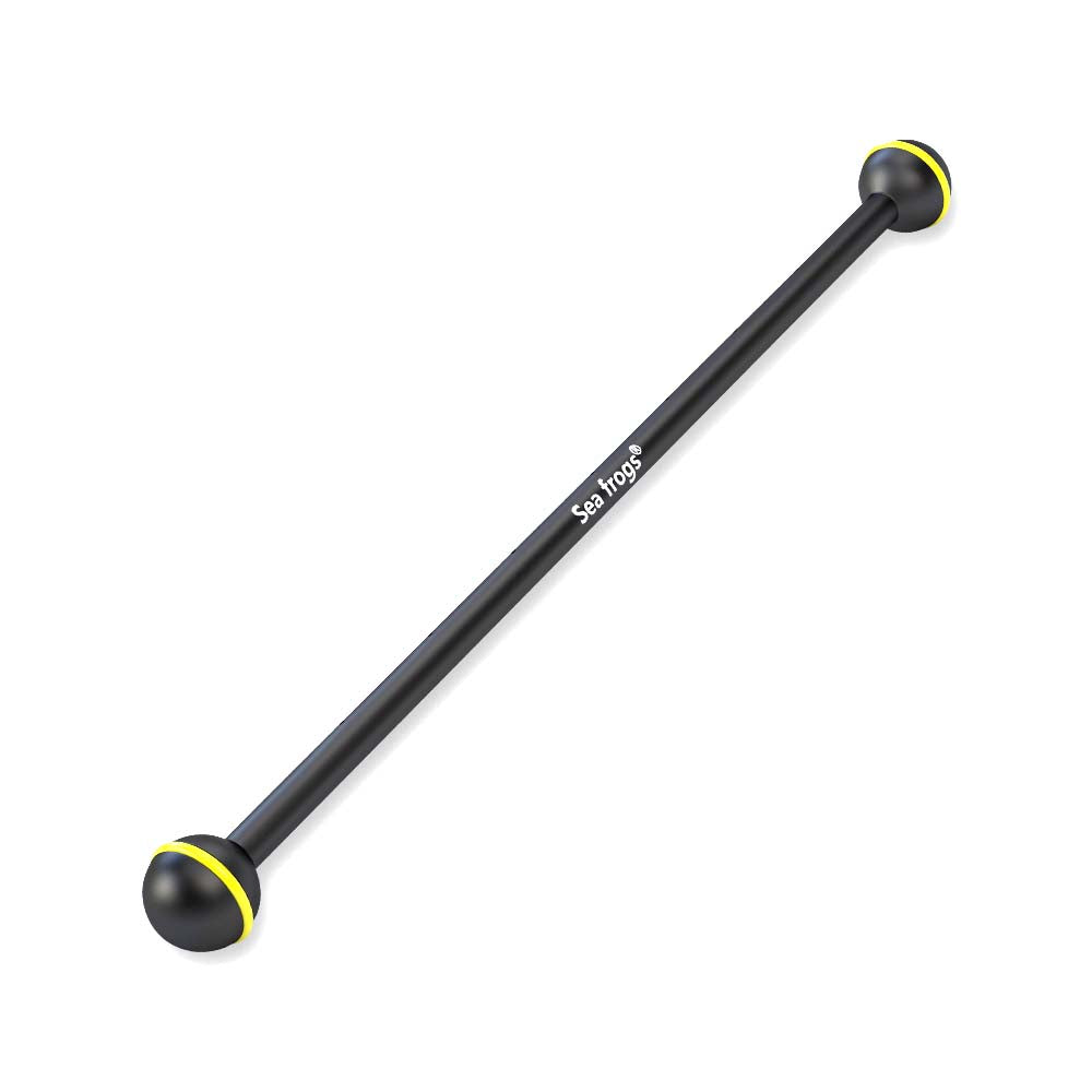 Black massage stick with yellow ends on a white background