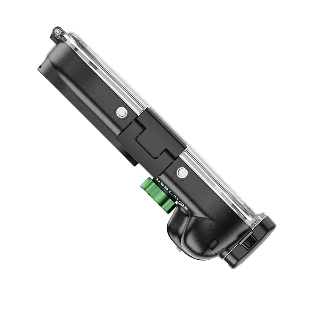 Black and transparent mechanical component on a white background