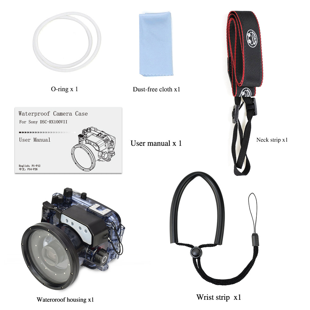 Sea frogs 60 m/195ft Diving Camera Impermeabile Custodia per Sony RX100 VII M7 mark7, Custodia Protettiva Dura per Fotografia Subacquea Videografia