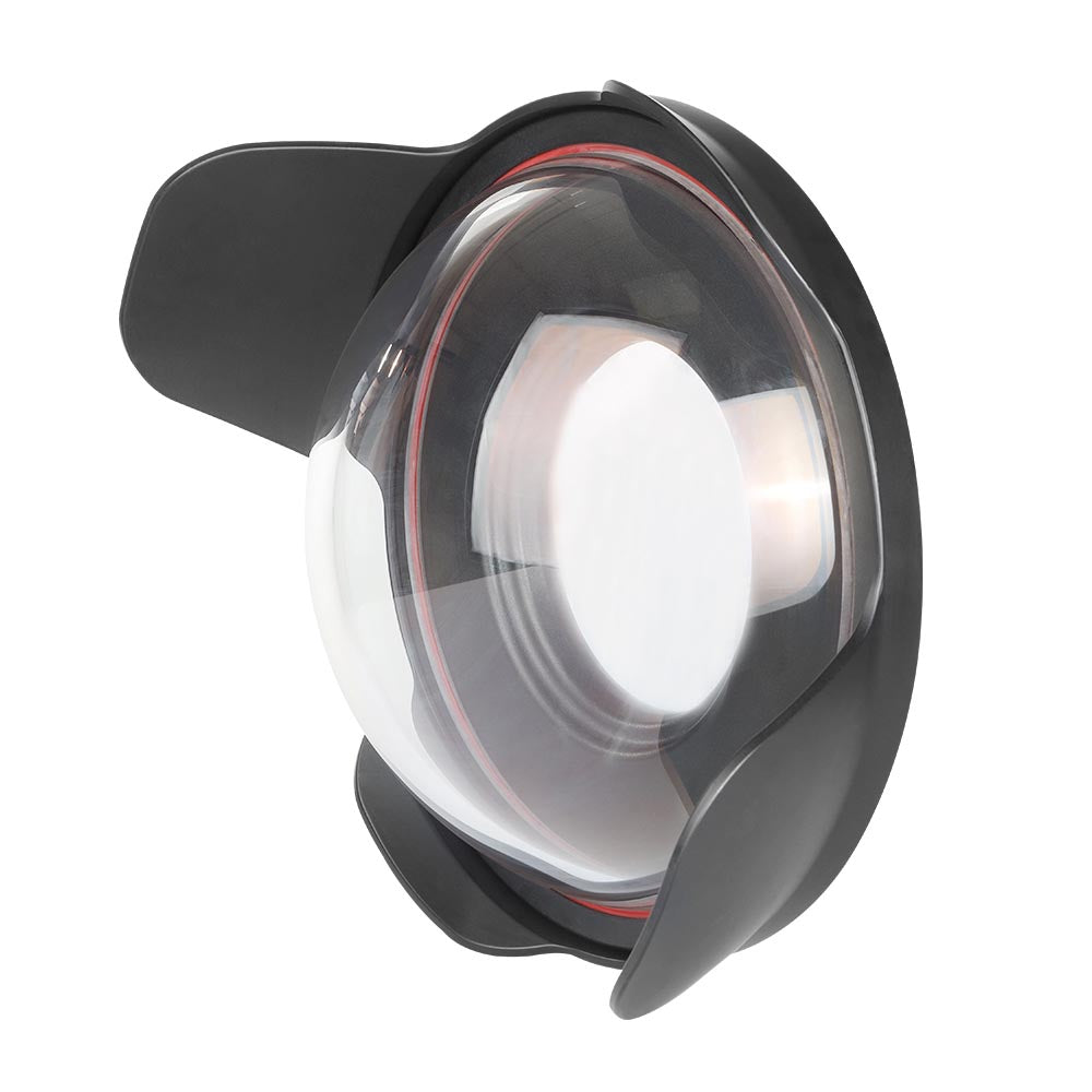 Camera lens protector with black frame on a white background