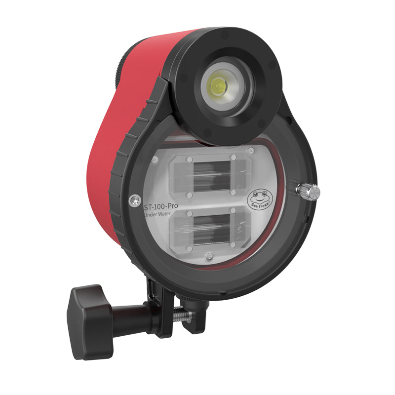 Red and black underwater light on a white background