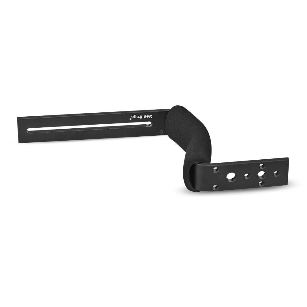 Black metal bracket on a white background