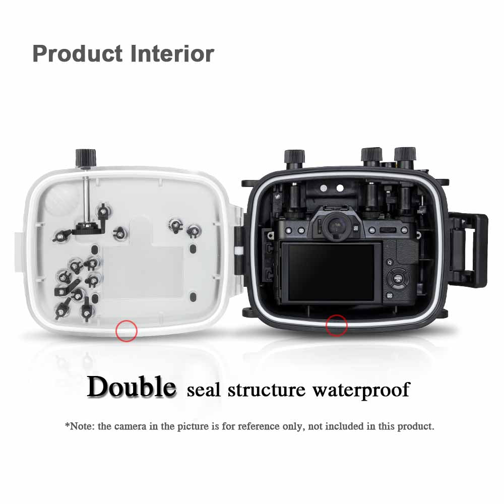 Double seal structure waterproof product interior with camera reference on a white background